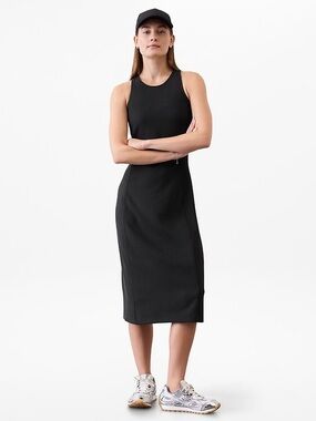 Athleta Seasoft Ribbed Midi Tank Dress Gray-Black Tencel Size M